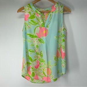 Lilly Pulitzer Aqua and Pink Floral Blouse